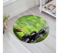 EMFSLA Bath Mat 24x24 in,Spa Still Life with Bamboo Fountain and Zen Stone in Water Painting The Picture Pr,Non-Slip Bathroom Mat Machine-Washable,Ultra Soft and Water Absorbent Bath Rug for Bathroom