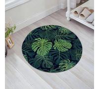 EMFSLA Bath Mat 24x24 in,Tropical Plants Green Monstera Abstract Bizarre Pattern,Non-Slip Bathroom Mat Machine-Washable,Ultra Soft and Water Absorbent Bath Rug for Bathroom