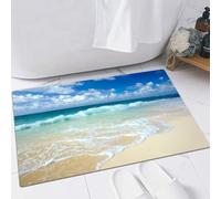 EMFSLA Bath Mat 24x35 in,Beach With Foamy Waves On The Theme Of Vacations By The Sea Empty, coastal,Non-Slip Bathroom Mat Machine-Washable,Ultra Soft and Water Absorbent Bath Rug for Bathroom
