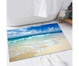 EMFSLA Bath Mat 24x35 in,Beach With Foamy Waves On The Theme Of Vacations By The Sea Empty, coastal,Non-Slip Bathroom Mat Machine-Washable,Ultra Soft and Water Absorbent Bath Rug for Bathroom