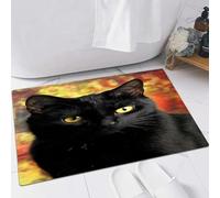 EMFSLA Bath Mat 24x35 in,Close-up of a black cat with yellow eyes. Cat studio picture,Non-Slip Bathroom Mat Machine-Washable,Ultra Soft and Water Absorbent Bath Rug for Bathroom
