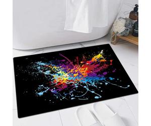 EMFSLA Bath Mat 24x35 in,Colourful bright ink splat design with a black background,Non-Slip Bathroom Mat Machine-Washable,Ultra Soft and Water Absorbent Bath Rug for Bathroom