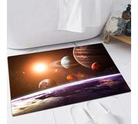 EMFSLA Bath Mat 24x35 in,Galaxy Set,Space Theme Print View of The Planets from a,Non-Slip Bathroom Mat Machine-Washable,Ultra Soft and Water Absorbent Bath Rug for Bathroom