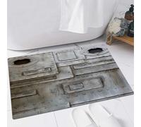 EMFSLA Bath Mat 24x35 in,Industrial, rusty stylish iron porthole window grunge steel striped Factory Entran,Non-Slip Bathroom Mat Machine-Washable,Ultra Soft and Water Absorbent Bath Rug for Bathroom