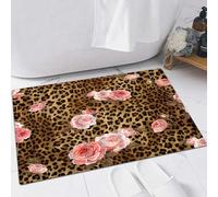EMFSLA Bath Mat 24x35 in,Leopard Flower Cute Pink Pink Mix Wild Animal Leopard Creative Modern Art,Non-Slip Bathroom Mat Machine-Washable,Ultra Soft and Water Absorbent Bath Rug for Bathroom