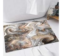 EMFSLA Bath Mat 24x35 in,Marble, retro style brush colors in marble texture watercolor artwork, sand brown,Non-Slip Bathroom Mat Machine-Washable,Ultra Soft and Water Absorbent Bath Rug for Bathroom