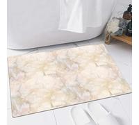 EMFSLA Bath Mat 24x35 in,Marble, Rose and Marble Background Fishing with Crepe Motifs Architecture and Mate,Non-Slip Bathroom Mat Machine-Washable,Ultra Soft and Water Absorbent Bath Rug for Bathroom
