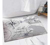 EMFSLA Bath Mat 24x35 in,Marine seamless pattern with wind rose and sailboats.,Non-Slip Bathroom Mat Machine-Washable,Ultra Soft and Water Absorbent Bath Rug for Bathroom