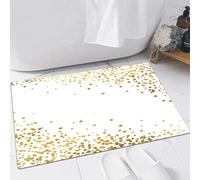 EMFSLA Bath Mat 24x35 in,Metal white celebration gold glitter polka dot yellow splash sparkle,Non-Slip Bathroom Mat Machine-Washable,Ultra Soft and Water Absorbent Bath Rug for Bathroom