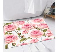 EMFSLA Bath Mat 24x35 in,Old Pink Floral Greeting Bud English Roses Rose Pattern Nature Vintage Antique Gar,Non-Slip Bathroom Mat Machine-Washable,Ultra Soft and Water Absorbent Bath Rug for Bathroom
