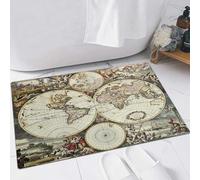EMFSLA Bath Mat 24x35 in,Old World Globe Map Antique Ancient Historical America Africa,Non-Slip Bathroom Mat Machine-Washable,Ultra Soft and Water Absorbent Bath Rug for Bathroom