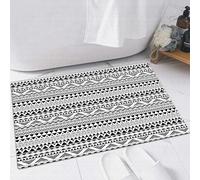 EMFSLA Bath Mat 24x35 in,Seamless Etnic Pattern in black and white color. BW Tribal Aztec Pattern,Non-Slip Bathroom Mat Machine-Washable,Ultra Soft and Water Absorbent Bath Rug for Bathroom