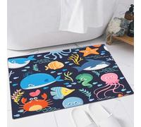 EMFSLA Bath Mat 24x35 in,Seamless pattern of sea life. Funny sea animals. Vector collection,Non-Slip Bathroom Mat Machine-Washable,Ultra Soft and Water Absorbent Bath Rug for Bathroom