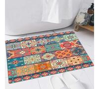 EMFSLA Bath Mat 24x35 in,Seamless pattern with portuguese tiles in talavera style. Azulejo moroccan mexican,Non-Slip Bathroom Mat Machine-Washable,Ultra Soft and Water Absorbent Bath Rug for Bathroom