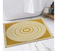 EMFSLA Bath Mat 24x35 in,set Traditional vintage golden square and round Greek ornament Meander border gree,Non-Slip Bathroom Mat Machine-Washable,Ultra Soft and Water Absorbent Bath Rug for Bathroom