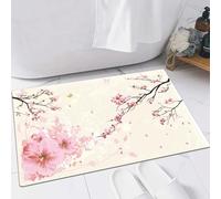 EMFSLA Bath Mat 24x35 in,Spring Flower Butterfly Flying on Japanese Pink Cherry Blossoms,Non-Slip Bathroom Mat Machine-Washable,Ultra Soft and Water Absorbent Bath Rug for Bathroom