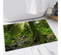 EMFSLA Bath Mat 24x35 in,Tropical jungle with river,Non-Slip Bathroom Mat Machine-Washable,Ultra Soft and Water Absorbent Bath Rug for Bathroom