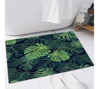 EMFSLA Bath Mat 24x35 in,Tropical Plants Green Monstera Abstract Bizarre Pattern,Non-Slip Bathroom Mat Machine-Washable,Ultra Soft and Water Absorbent Bath Rug for Bathroom