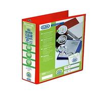 Emgee Presentation Lever Arch File Clear Cover Pockets 2-Ring 70mm Spine A4 Red Ref 560351 [Pack of 5]