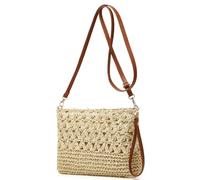 EMGILL Straw Beach Bags For Women Rattan Purses Summer Straw Handwoven Bag Raffia Handbag Shoulder Bag Cross-body Square Bag, Beige