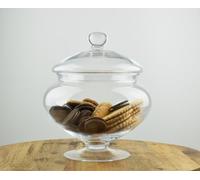 EMH Handmade Beautiful Clear Glass Jar With a Unique Shape And Lid Tall 25 cm