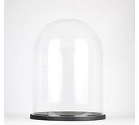 EMH Handmade Clear Circular Large Glass Display Cloche Dome with Black Wooden Base 41.5 cm