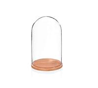 EMH Small Glass Dome Display Cloche Natural Base Height 16 x 10 cm