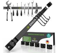 EMHAP© Magnetic Strips Tool Holder Extra Strong Set of 4 Each 46 cm Long Universal Magnetic Rail Tool Organiser Magnetic Strip Tool Holder Including 4 x Hooks for Hanging + 8 x Connectors