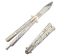 EMHFLYFN New Dull Stainless Steel Handle Butterfly Comb Practice Trainer for Training Unsharpened Blade Folding Tool Set