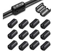 EMI RFI Noise Filter Cable Ring, Roctee 12 Pcs Ferrite Choke Snap On Noise Suppressor Cable Clip Electronic Ferrites Core for 7MM Diameter Wire (Black)