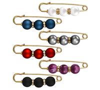 Emibele Artificial Pearl Brooch for Women, Sweater Shawl Clip Safety Pins Pearl Beads Brooches Anti-Exposure Neckline Cufflink Pins Waist Pants Tighten Jewelry Decorative Accessories