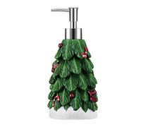 Emibele Christmas Tree Lotion Dispenser, Resin Hand Soap Shampoo Shower Gel Dispenser Bottle, Refillable leak Proof Decorative Pump Bottle for Bathroom Kitchen Countertop 13.5oz/400ml, Green