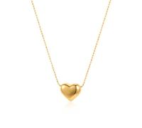 Emibele Dainty Gold Heart Charm Thin Chain Necklace, 18K Gold Plated Stainless Steel No Tarnish Necklace with Love Pendant Small Ball Bead Chain, Minimalist Cute Jewelry Gifts for Women