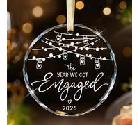 Emibele Engagement Ornament Gifts for Couples, Just Engaged Present Ideas Gift for Newly Engaged Couples, Bride to Be & Fiance Fiancee Round Crystal Glass Decorations 2026