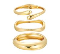 Emibele Gold Bangles for Women, 3PCS Irregular Chunky Gold Bracelet Hinged Open Bangle Bracelets for Women, Fashion Wide Arm Cuff Minimalist Chunky Jewelry Gifts for Valentine Christmas Birthday