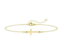 Emibele Gold Cross Bracelet for Women, Religious Cross Bracelet Easter Gifts, Adjustable Dainty Thin Hand Chain, Trendy Faith Gold Jewelry for Confirmation Baptism Christian Frist Communion Gifts