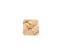 Emibele Gold Rings for Women 2PCS, Chunky Gold Rings Stainless Steel Non Tarnish, Teardrop Statement Band, Open Twisted Stackable Ring, Trendy Jewelry Gifts for Loved One, Size 7