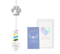 Emibele Memorial Gifts for Loss of Dog, Pet Memorial Suncatcher with Paw Print, Pet Loss Sympathy Gift, Thoughtful Dogs and Cats Remembrance Memento, Rainbow Bridge Sun Catcher for Bereavement
