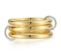 Emibele Stackable Rings for Women, Multi-Link Connected Silver Gold Rings for Women Non Tarnish, Interlocking Two-Toned Mixed Metal Stackable Bands, Trendy Jewelry Gift for Loved One, Size 8