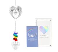Emibele Sympathy Gifts for Loss of Loved One, Angel Wings Memorial Suncatcher, Rainbow Sun Catcher Remembrance Bereavement Grief Gifts for Loss of Mom Dad Friend Pet
