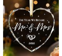 Emibele Wedding Gifts for Couples, Crystal Glass Bridal Shower Gifts for Bride, Wedding Present for Newlyweds, The Year We Became Mr and Mrs Ornaments, Newlyweds Christmas Married Ornament 2025
