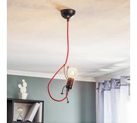 EMIBIG LIGHTING Bobi 1 pendant light in black, red cable, 1-bulb.