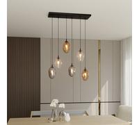 EMIBIG LIGHTING Glassy hanging light, multicoloured, 70 cm, 6-bulb, domed glass shades