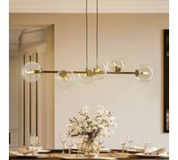 EMIBIG LIGHTING Glassy pendant light, 6-bulb, black, clear, glass, 110 cm