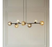 EMIBIG LIGHTING Glassy pendant light, 8-bulb, black, graphite/amber/clear