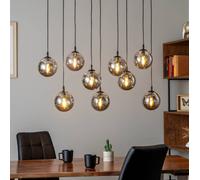 EMIBIG LIGHTING Glassy pendant light, 9-bulb, black, graphite, glass, E14