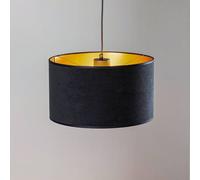 EMIBIG LIGHTING Jari hanging light, fabric shade, 1-bulb, black and gold