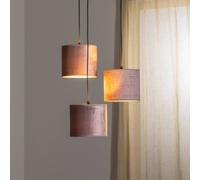 EMIBIG LIGHTING Jari hanging light, fabric shade, 3-bulb, round, rose gold