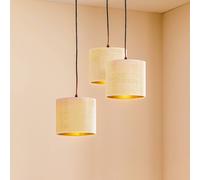 EMIBIG LIGHTING Jari hanging light, fabric shade, 3-bulb, round, white-gold
