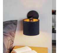 EMIBIG LIGHTING Jari wall lamp with fabric shade, black and gold